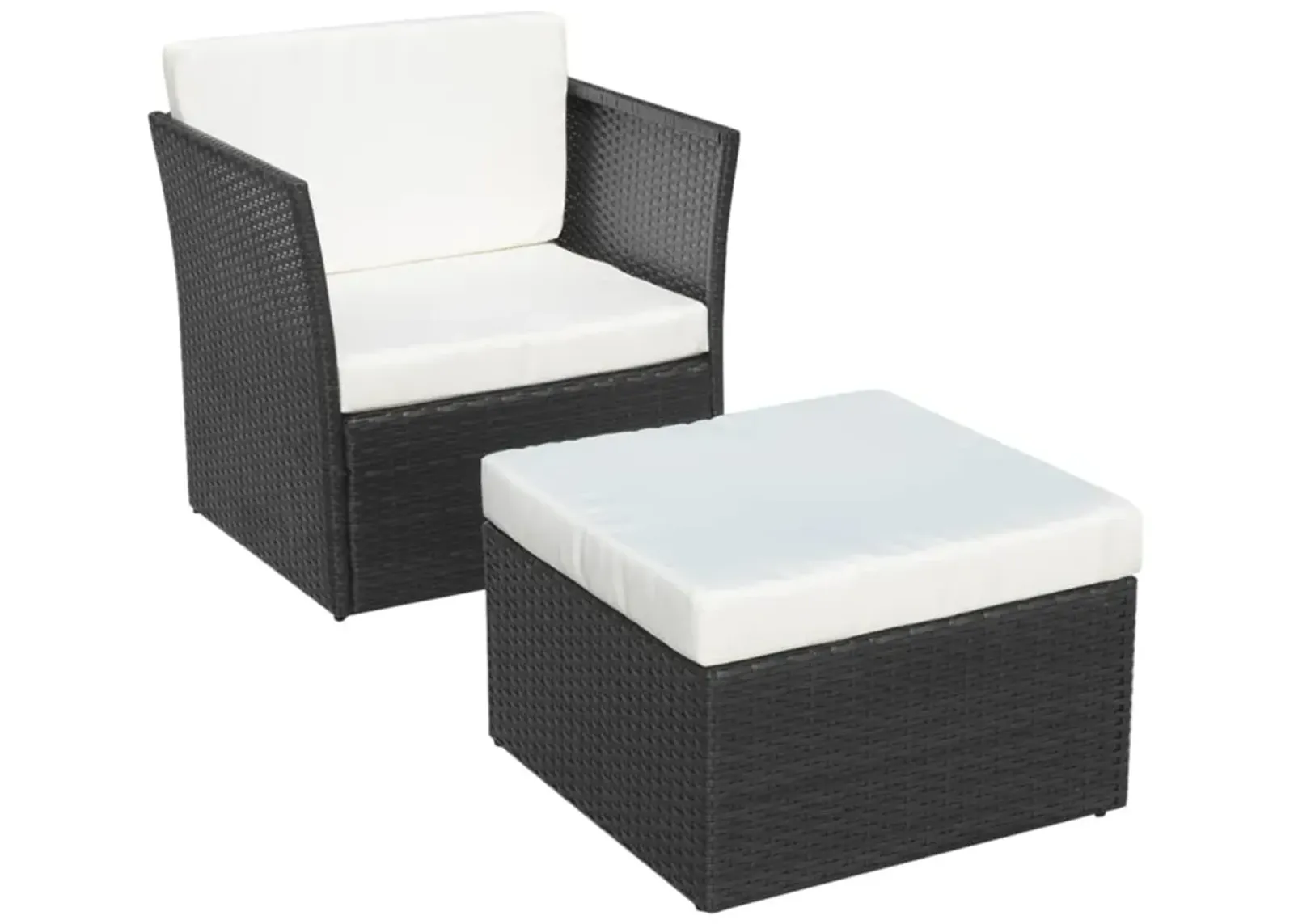 vidaXL Garden Chair with Stool Poly Rattan Black