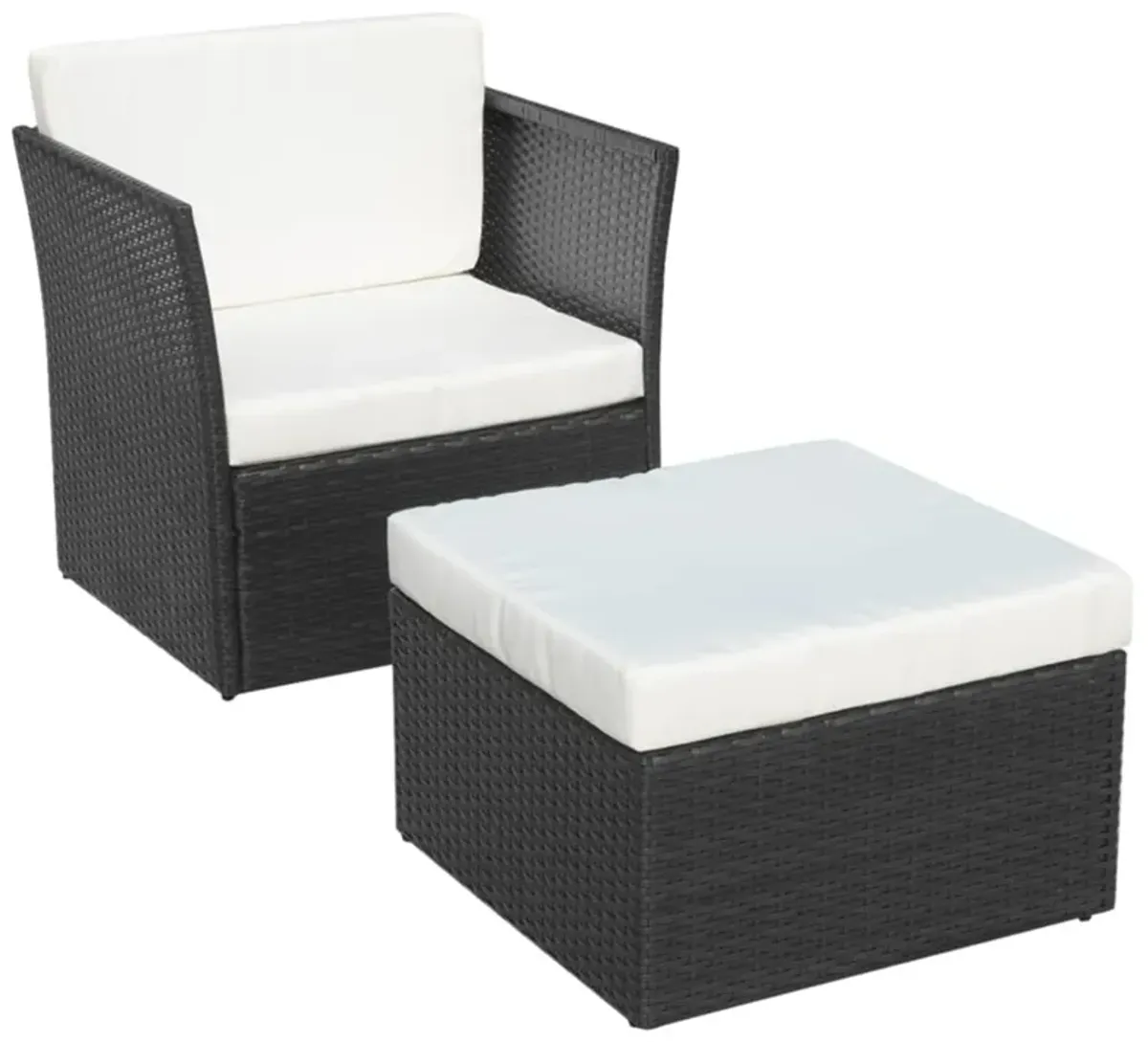 vidaXL Garden Chair with Stool Poly Rattan Black