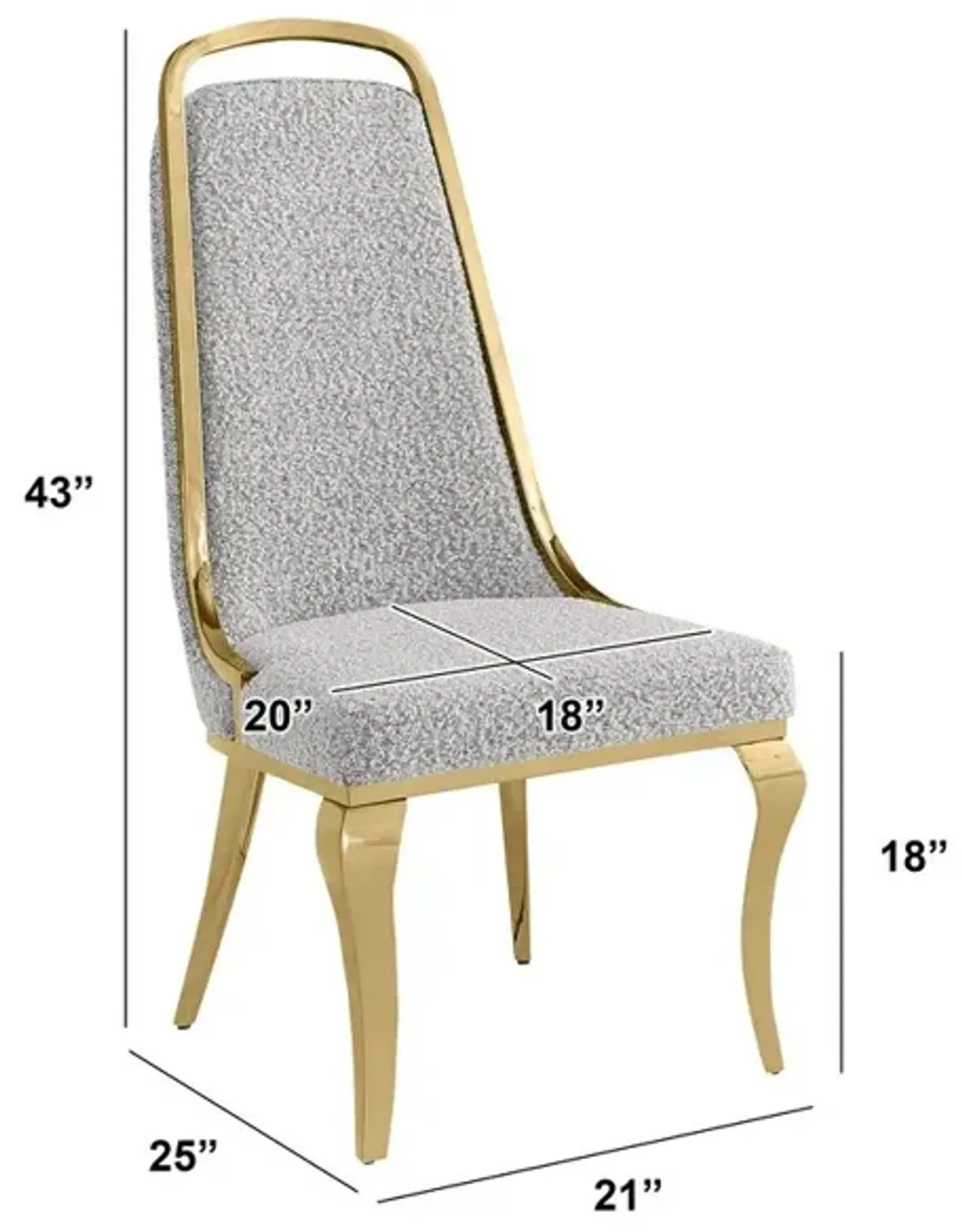 Rich Gray Boucle Side Chairs With Gold Base (Set Of 2)