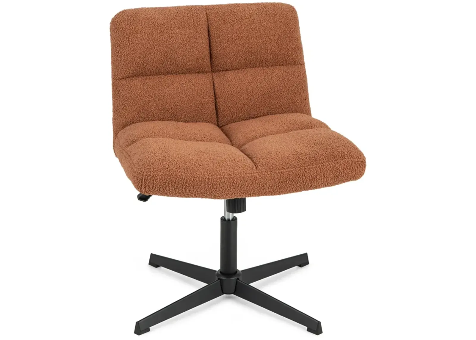 Adjustable Height Armless Office Chair with Cross-Legged Design and Imitation Lamb Fleece