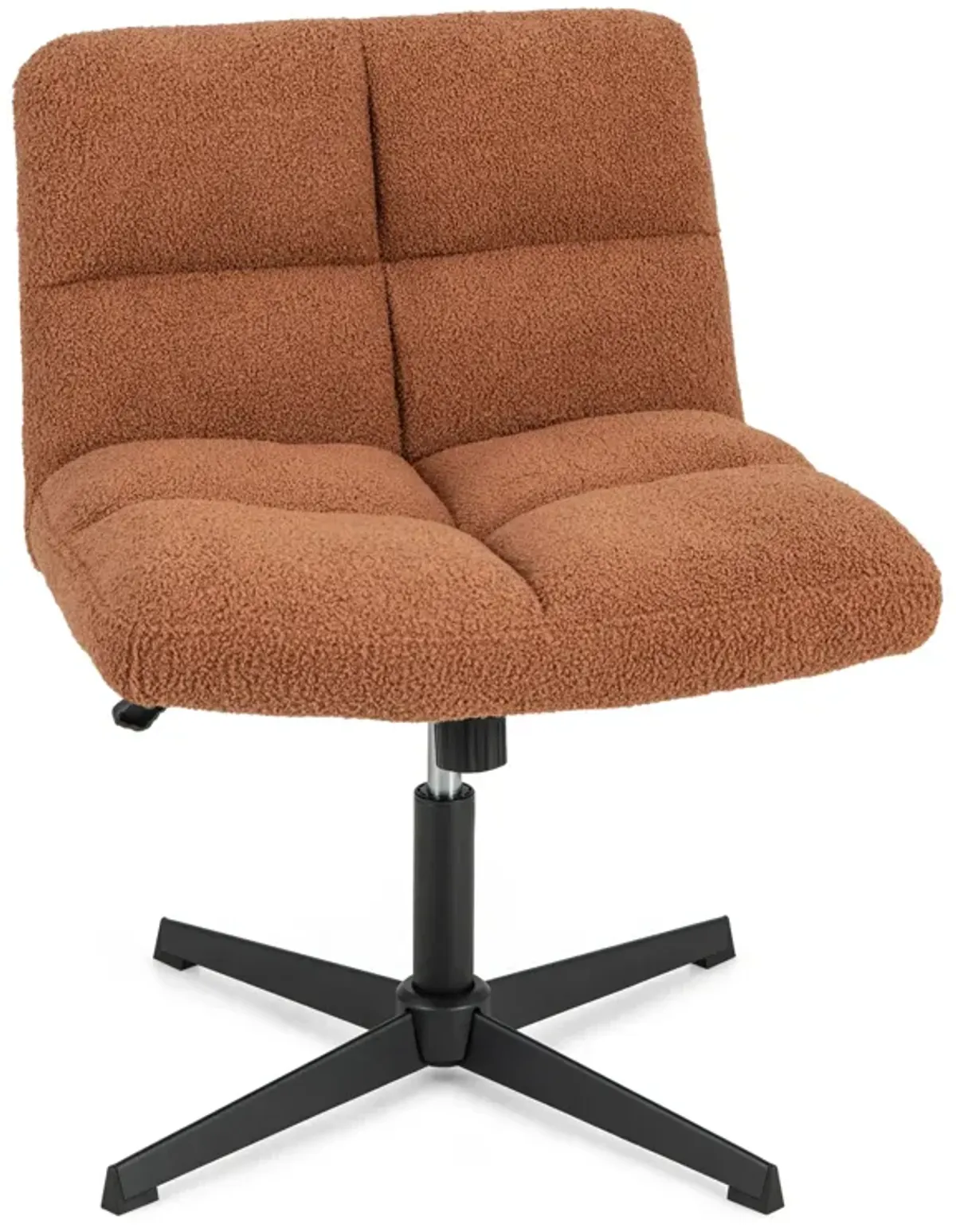 Adjustable Height Armless Office Chair with Cross-Legged Design and Imitation Lamb Fleece