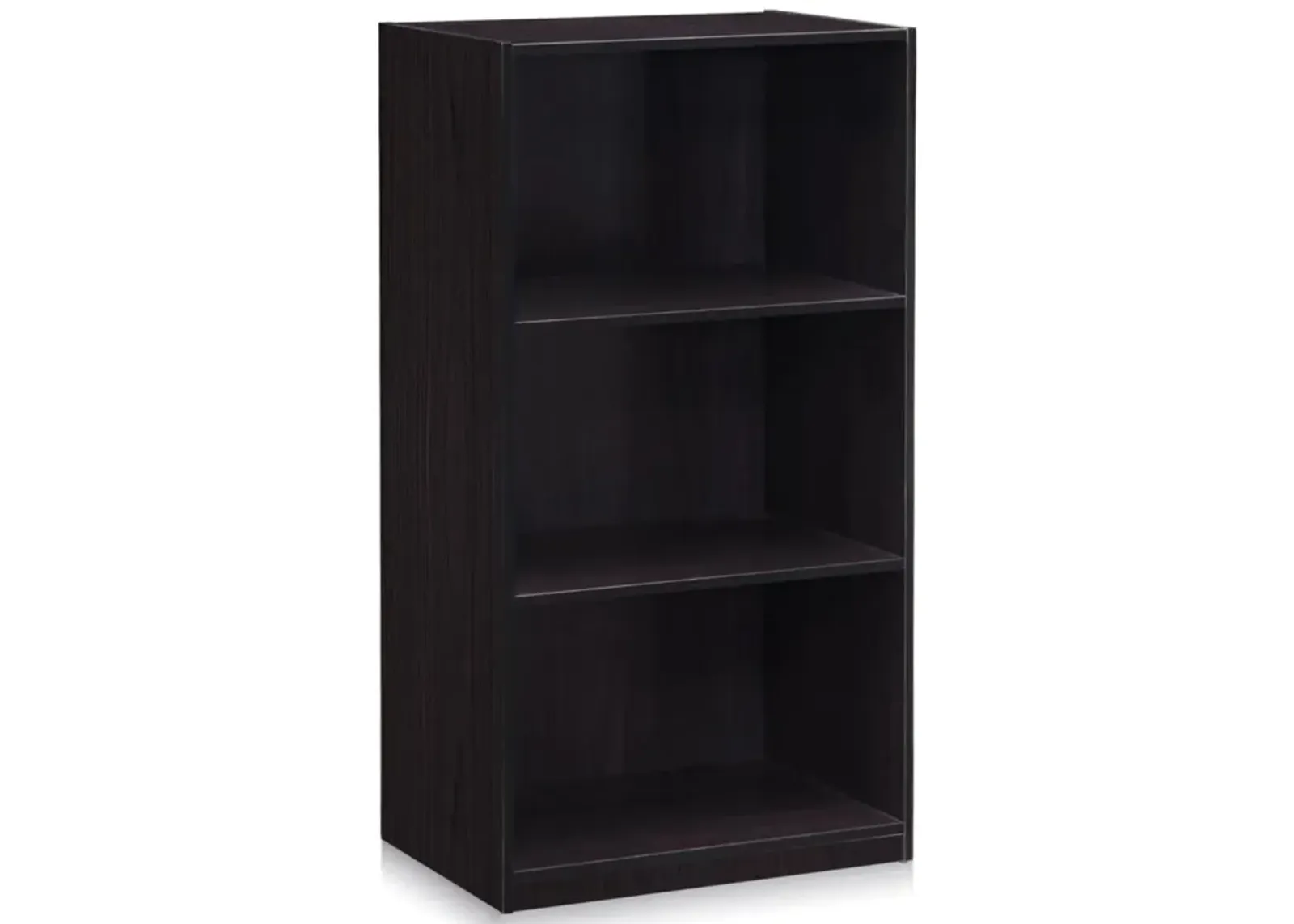 Furinno Basic 3-Tier Bookcase Storage Shelves, Dark Walnut