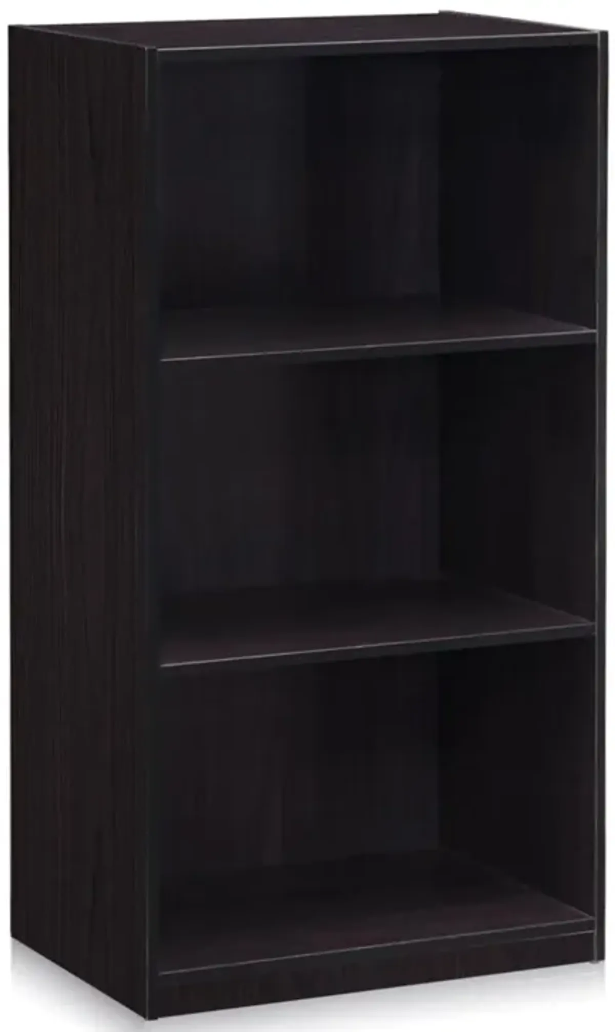 Furinno Basic 3-Tier Bookcase Storage Shelves, Dark Walnut