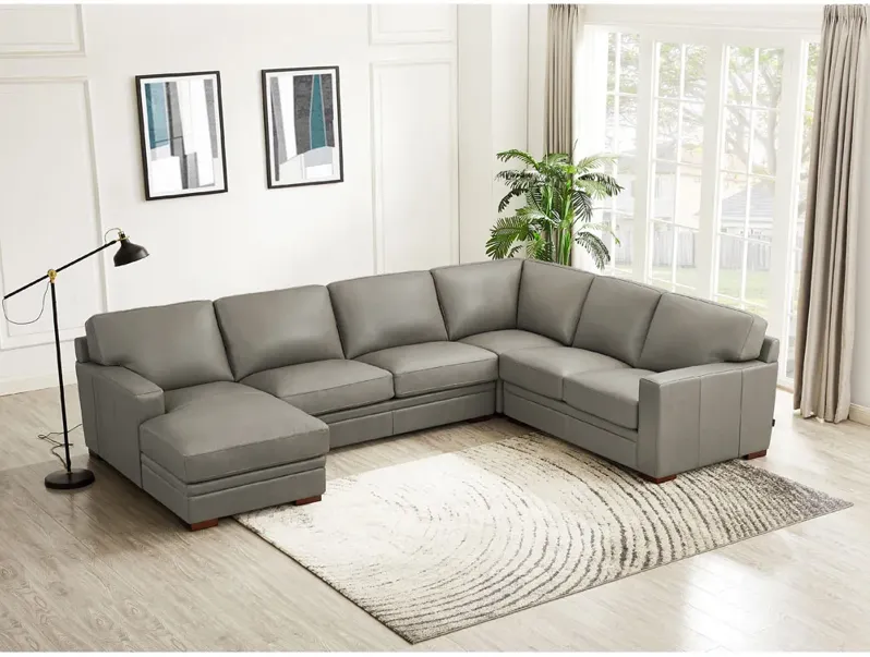 Dillon Top Grain Leather U-Shaped Sectional with Left Chaise