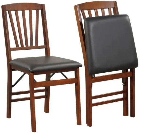 Hivvago Set of 2 Folding Chairs with Padded Seat and Rubber Wood Frame