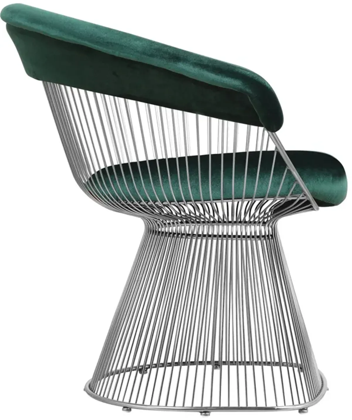 Mimi 27 Inch Accent Armchair, Green Velvet, Foam Cushions, Steel Wire  - Benzara