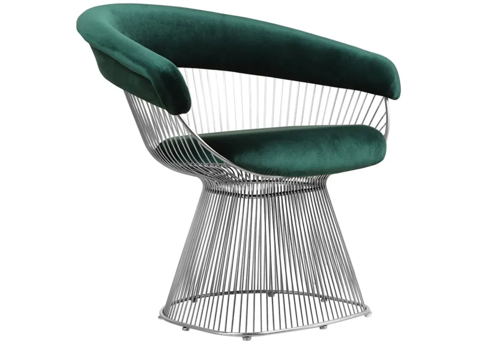 Mimi 27 Inch Accent Armchair, Green Velvet, Foam Cushions, Steel Wire  - Benzara