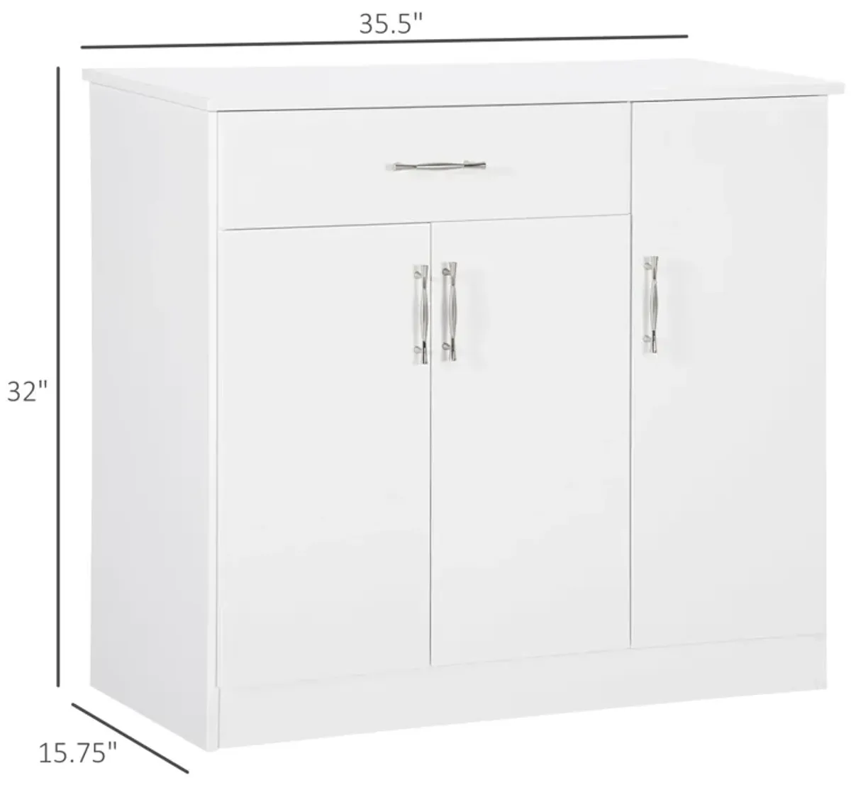 White Dining Buffet: Modern Sideboard with Aluminum Handles