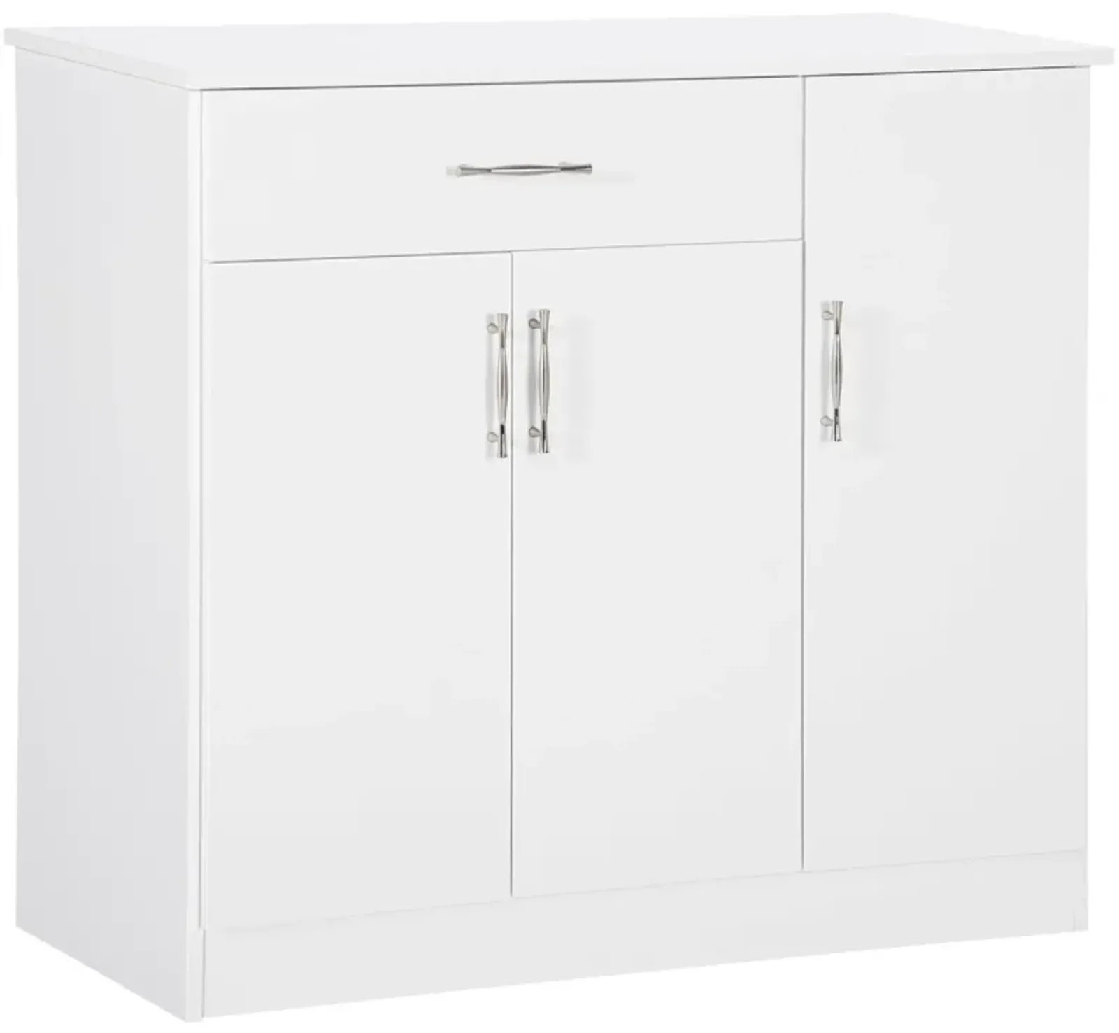 White Dining Buffet: Modern Sideboard with Aluminum Handles