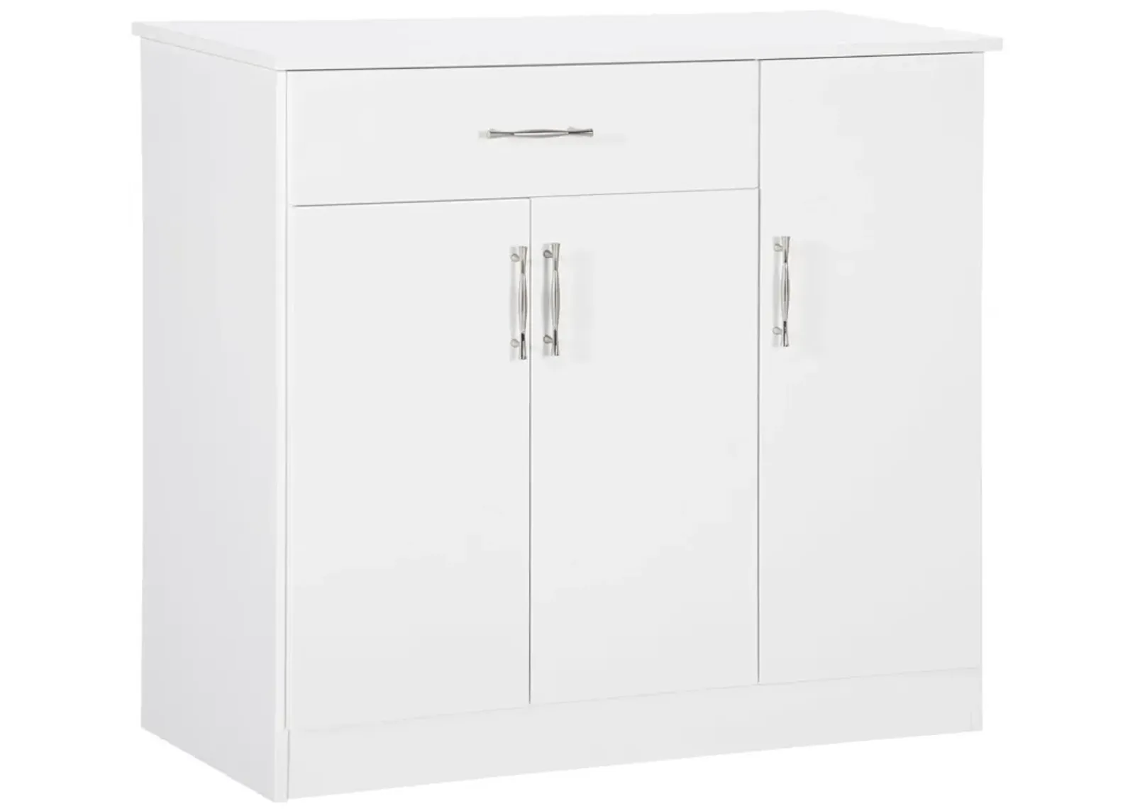 White Dining Buffet: Modern Sideboard with Aluminum Handles