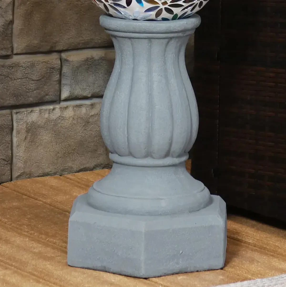 Sunnydaze Contemporary Pillar Polyresin Gazing Globe Stand