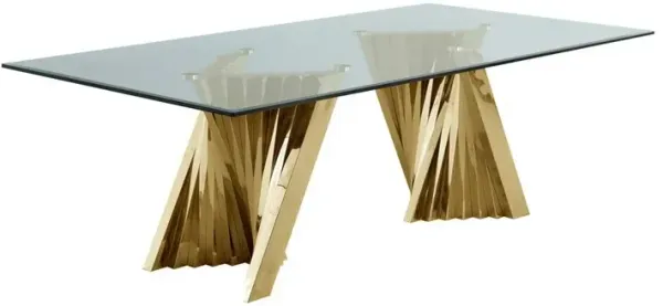 Best Quality Furniture Classic 94 Gold Glass Dining Table with Spiral Base
