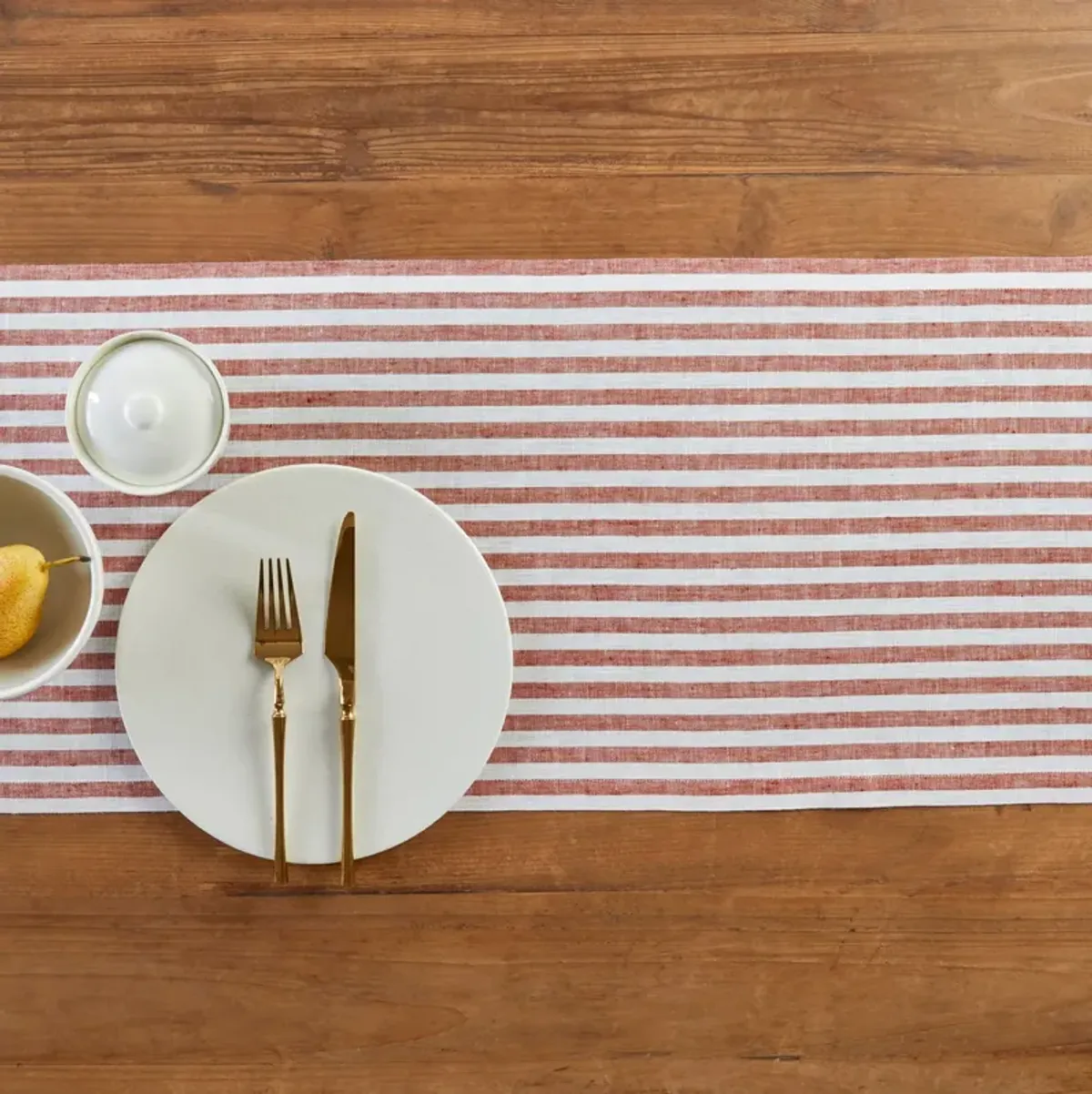 Solino Home 100% Pure Linen Table Runner 14 x 72 Inch | Amalfi Stripe