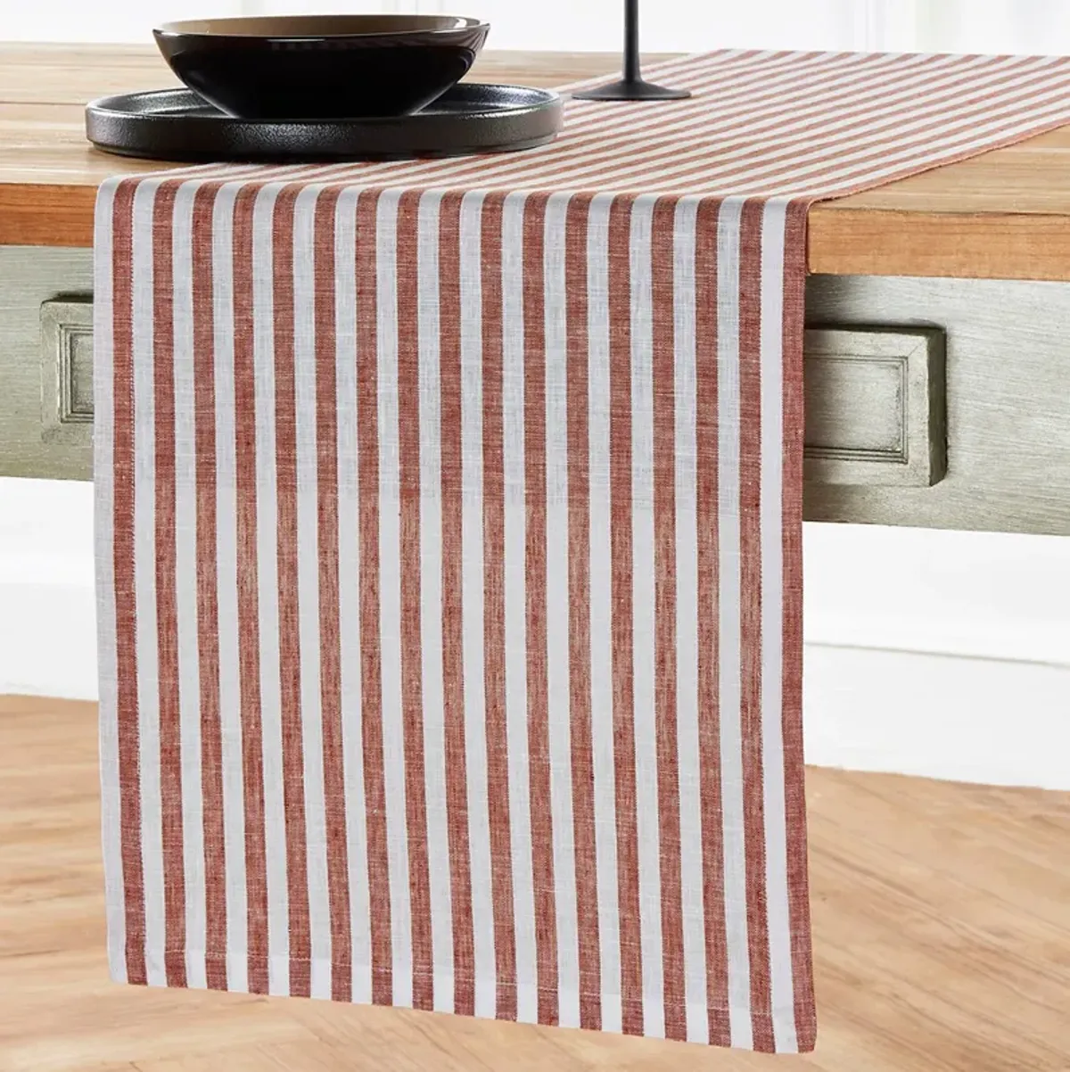 Solino Home 100% Pure Linen Table Runner 14 x 72 Inch | Amalfi Stripe