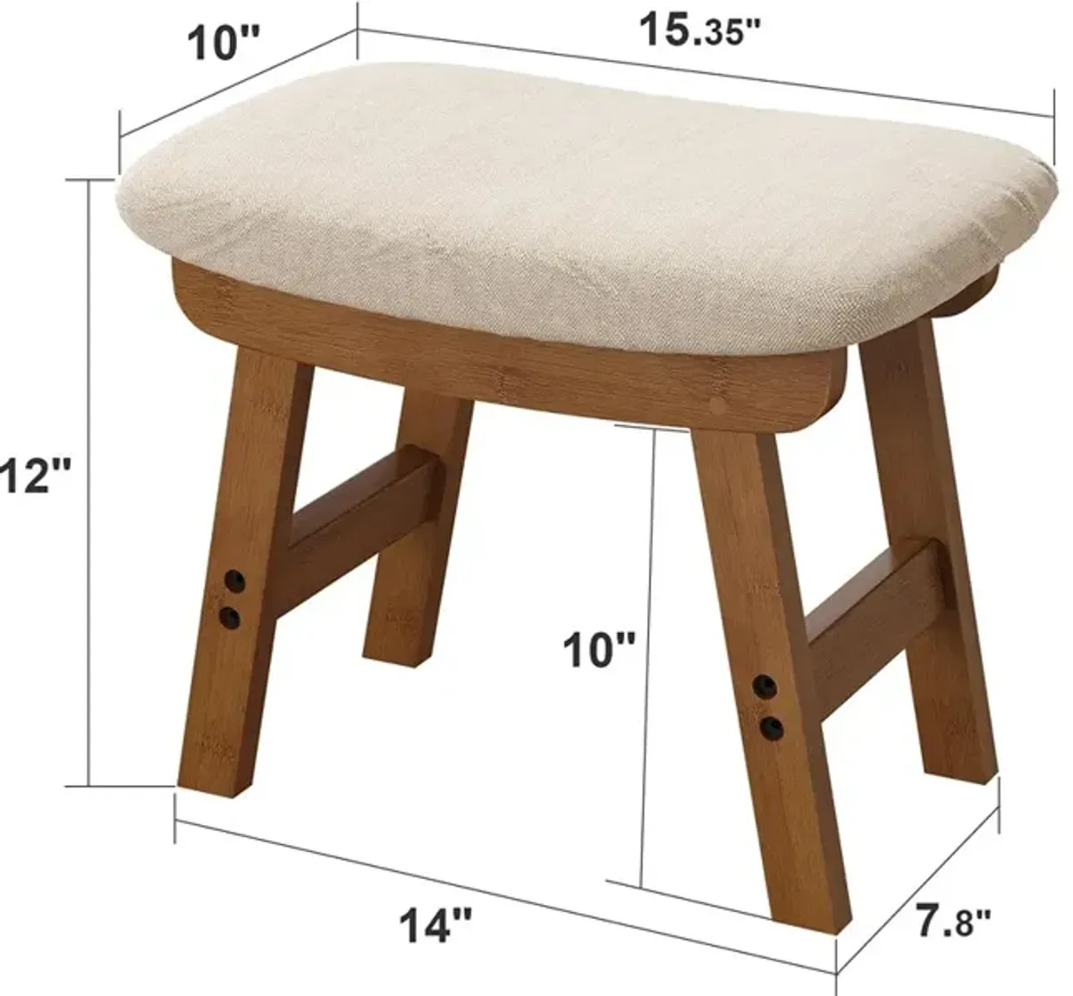 Viewcare Small Soft Footrest Ottoman with Wood Legs