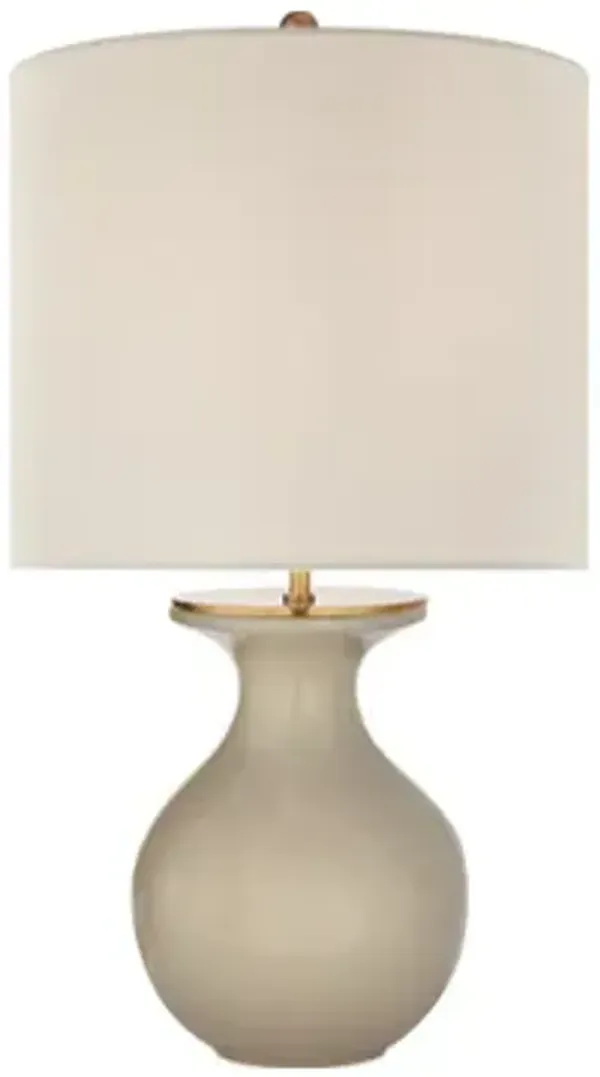 Albie Small Desk Lamp in Dove Grey with Cream Linen Shade