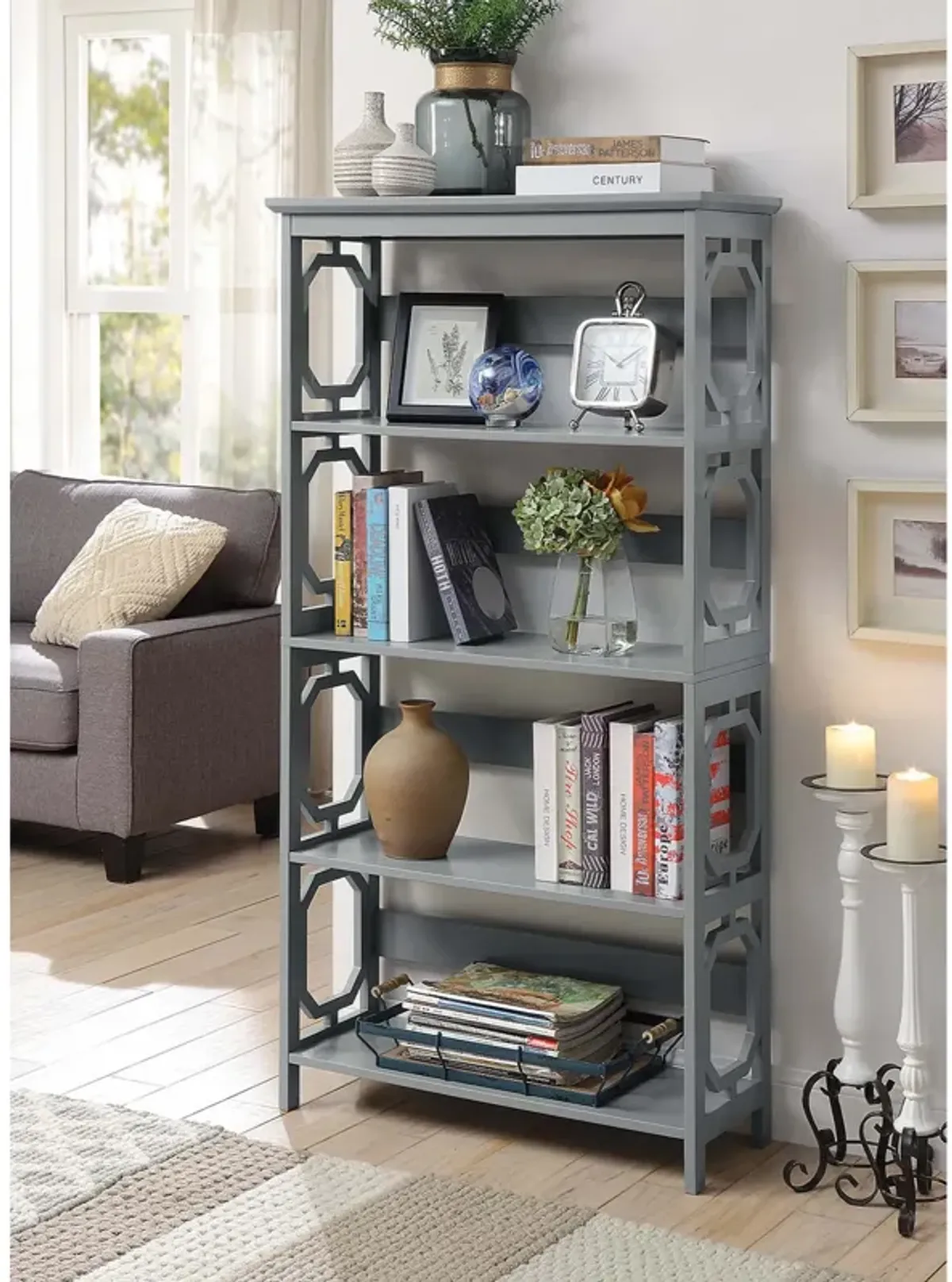 Convenience Concepts Omega 5 Tier Bookcase, Gray