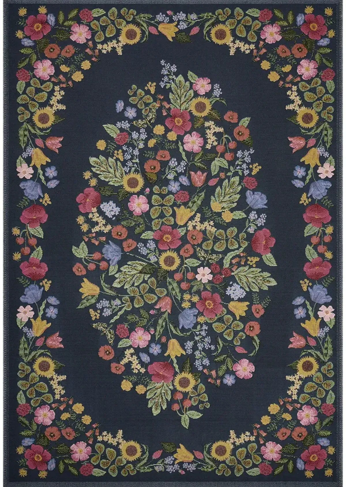 Perennial PRN-01 Navy 3''11" x 5''11" Rug by Rifle Paper Co.