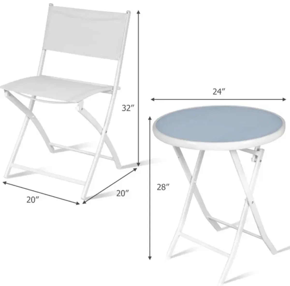 Hivvago 3 Pieces Patio Folding Bistro Set for Balcony or Outdoor Space