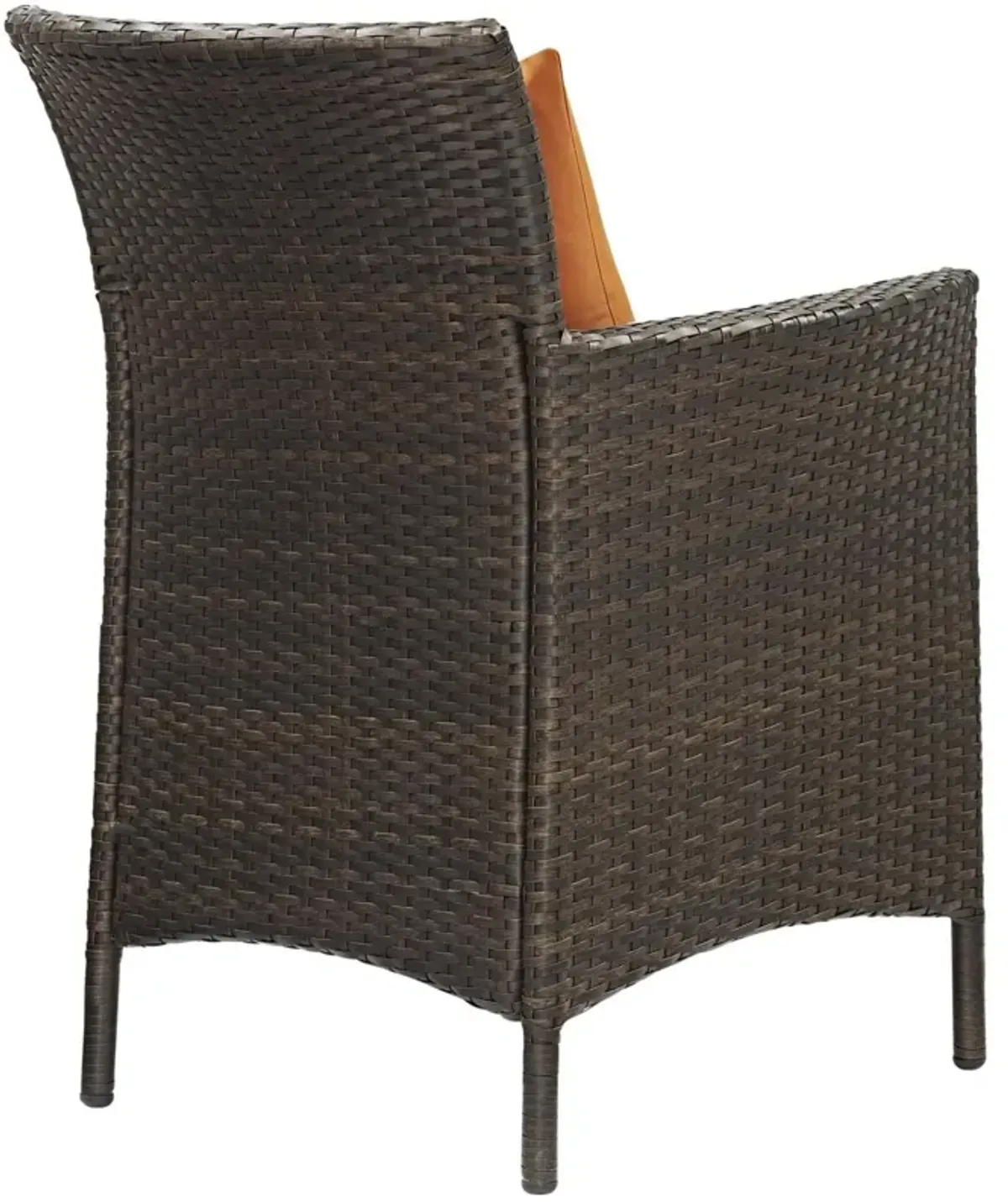 Modway Converge Wicker Rattan Outdoor Patio Dining Arm Chair with Cushion in Brown Orange