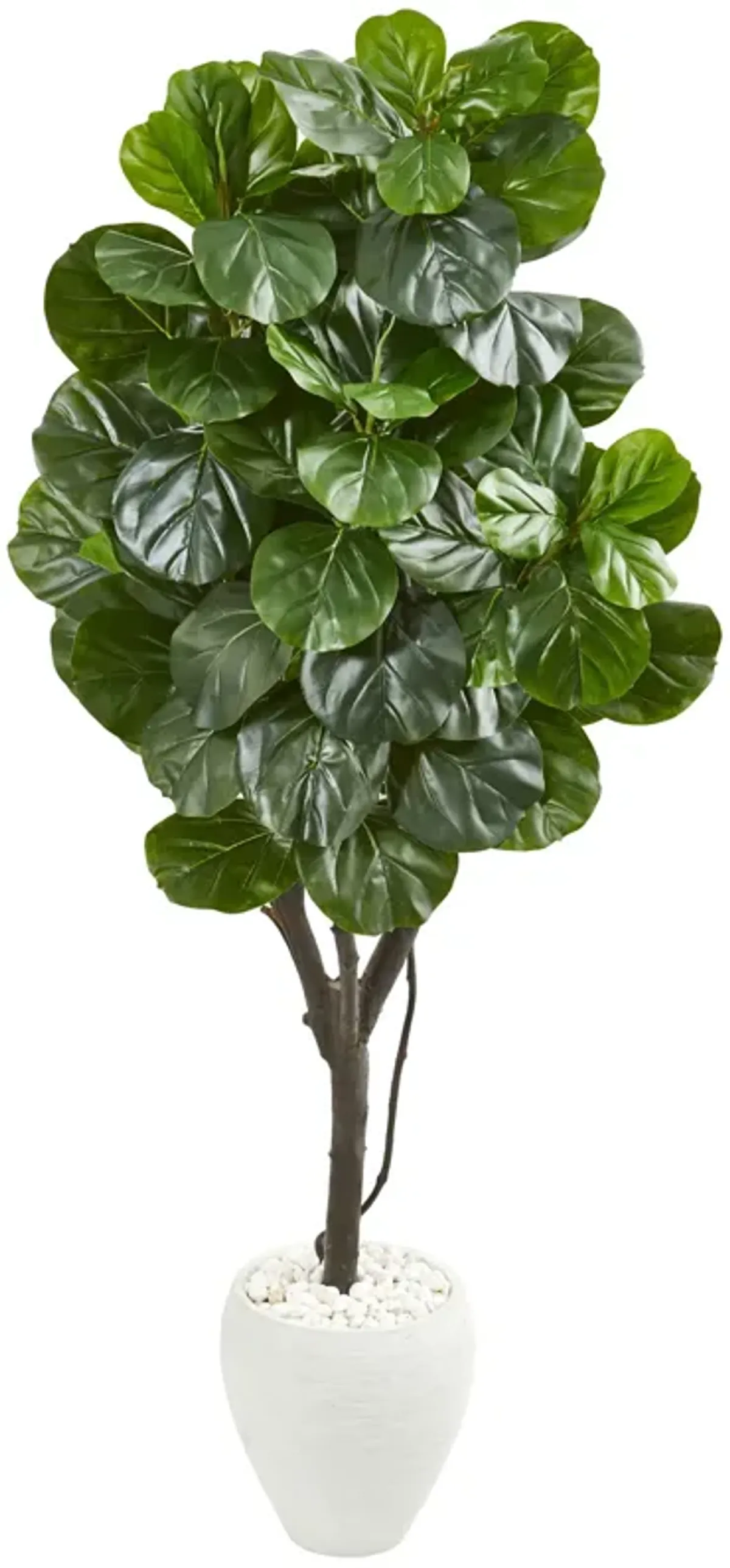 Hivvago 68 Inches Fiddle Leaf Fig Artificial Tree in White Planter