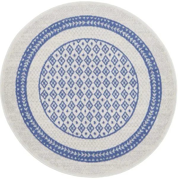 Whimsicle WHS13 Ivory/Blue 5' x Round Rug