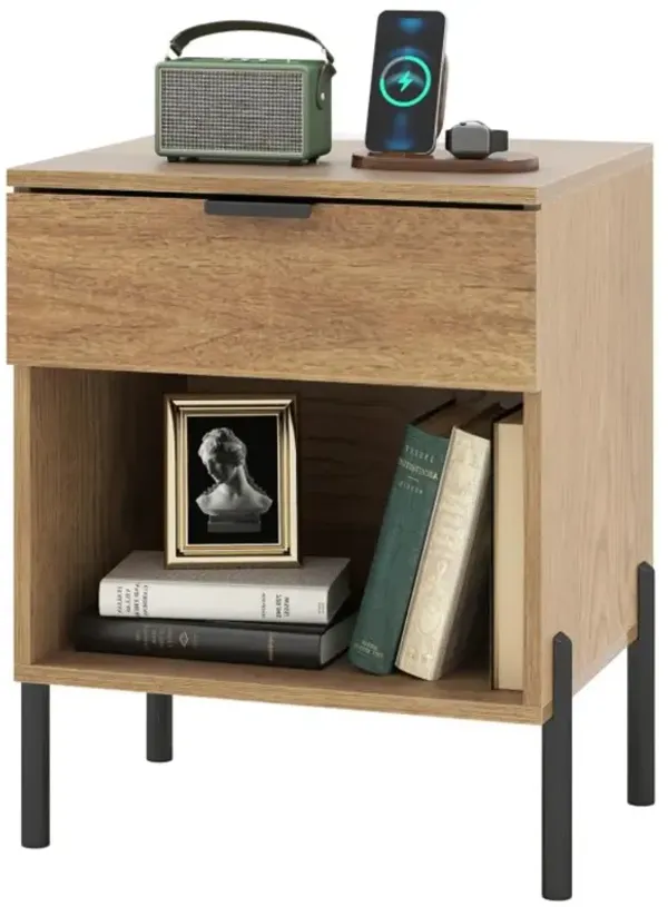Hivvago Modern Nightstand with Charging Station