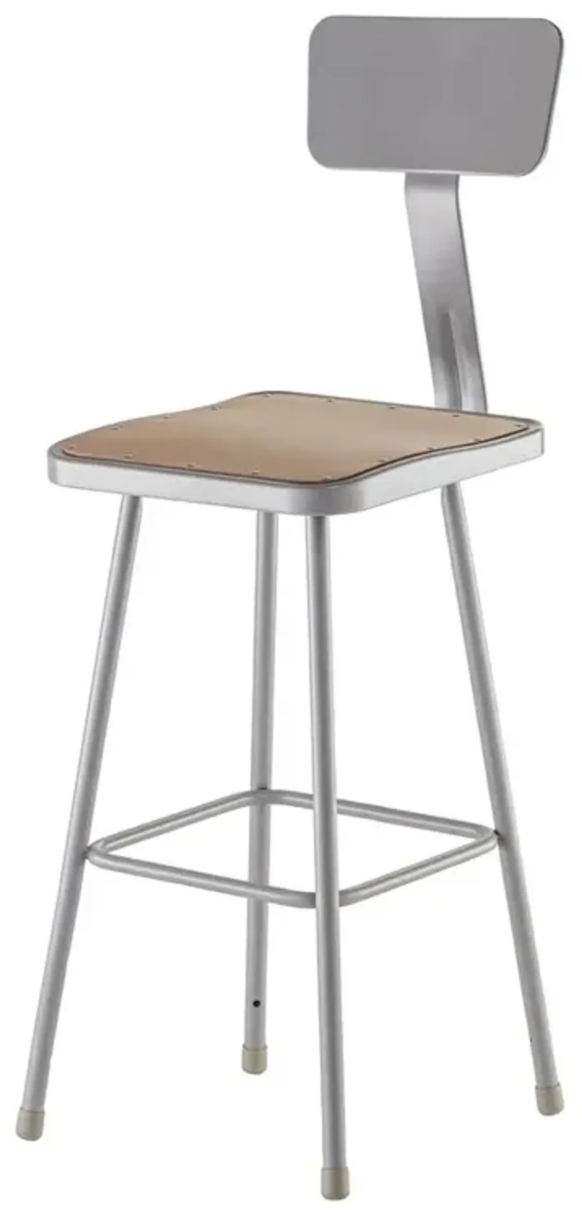 NPS® 30" Heavy Duty Square Seat Steel Stool With Backrest, Grey