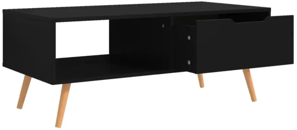 vidaXL Coffee Table - Scandinavian Style, Black, Engineered Wood, 39.4"x19.5"x16.9", Easy Assembly, Ideal for Living Room