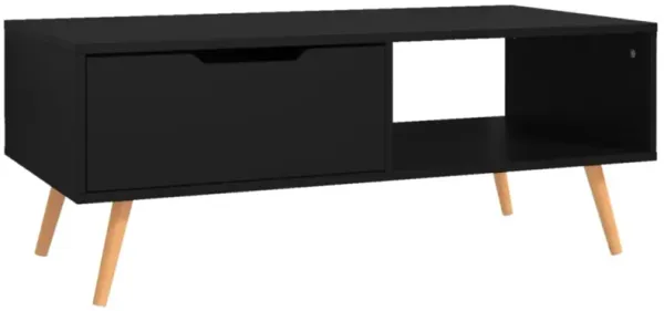 vidaXL Coffee Table - Scandinavian Style, Black, Engineered Wood, 39.4"x19.5"x16.9", Easy Assembly, Ideal for Living Room