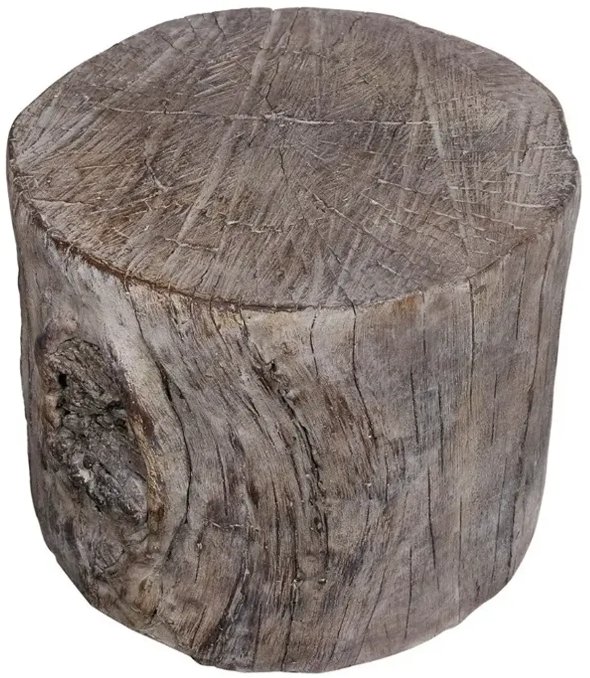 Antique Round Tree Stump Cement Stool,  Brown