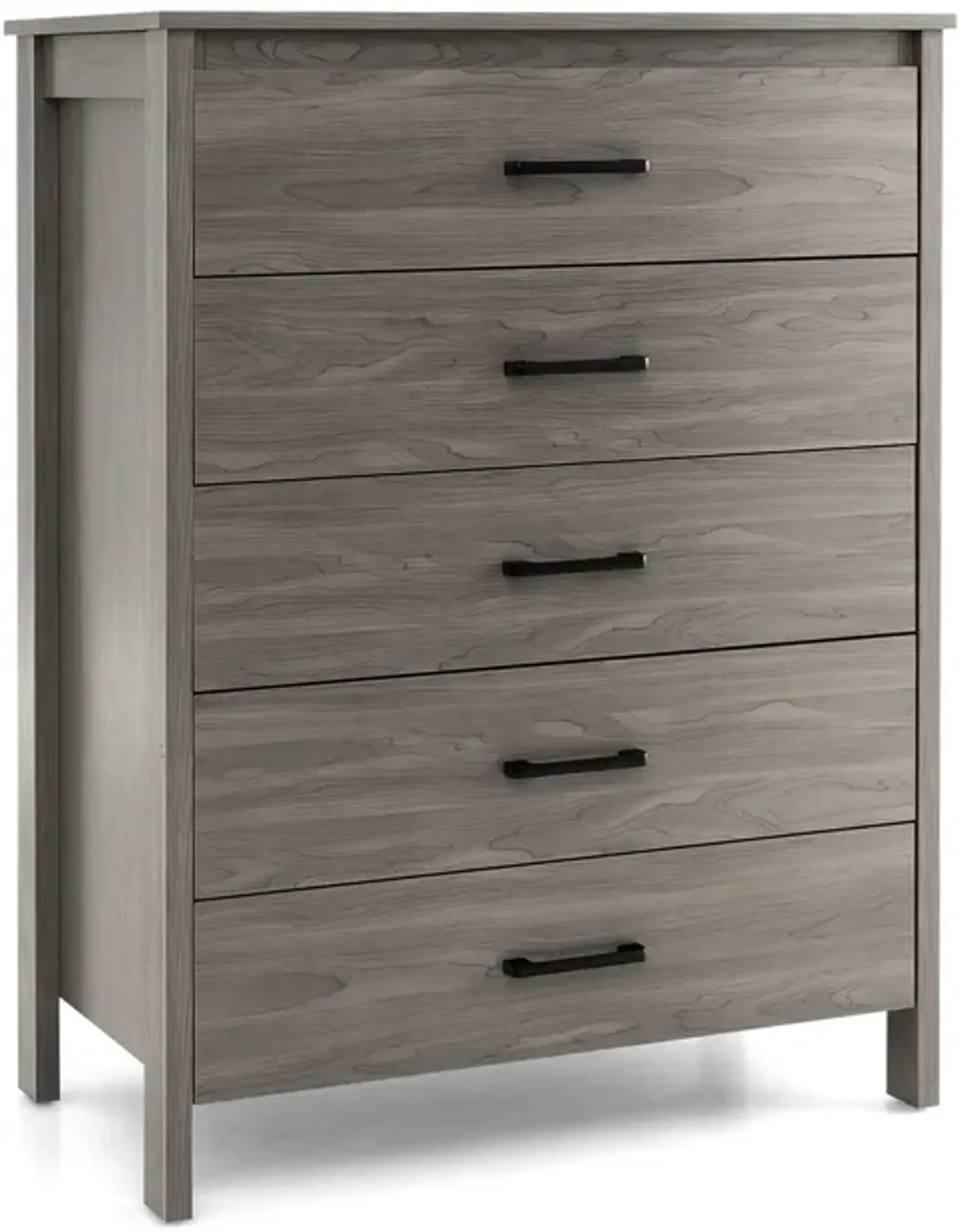 Modern 5-Drawer Multipurpose Chest Dresser with Metal Handles-Grey