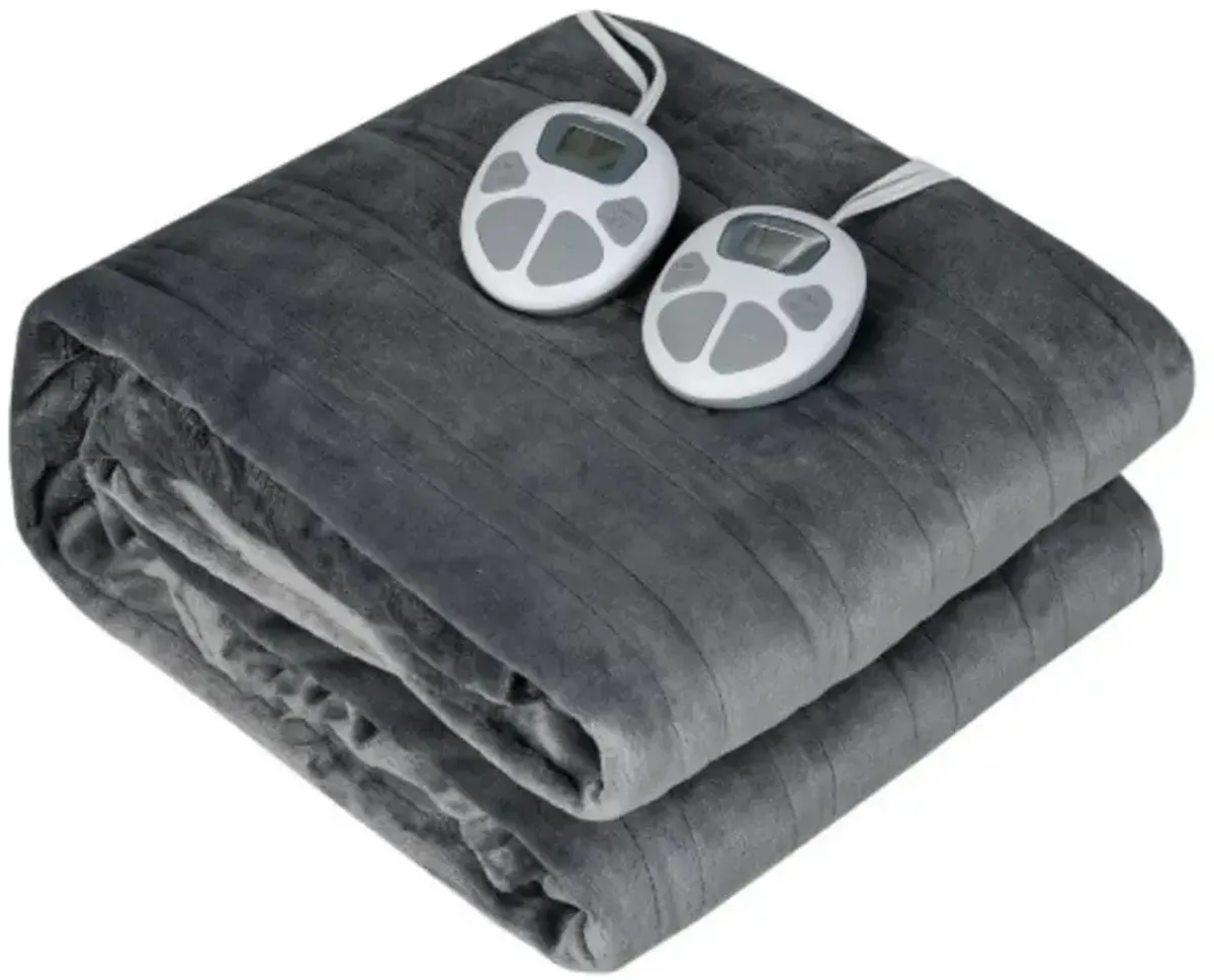 Flannel Heated Electric Blanket with Dual Controllers