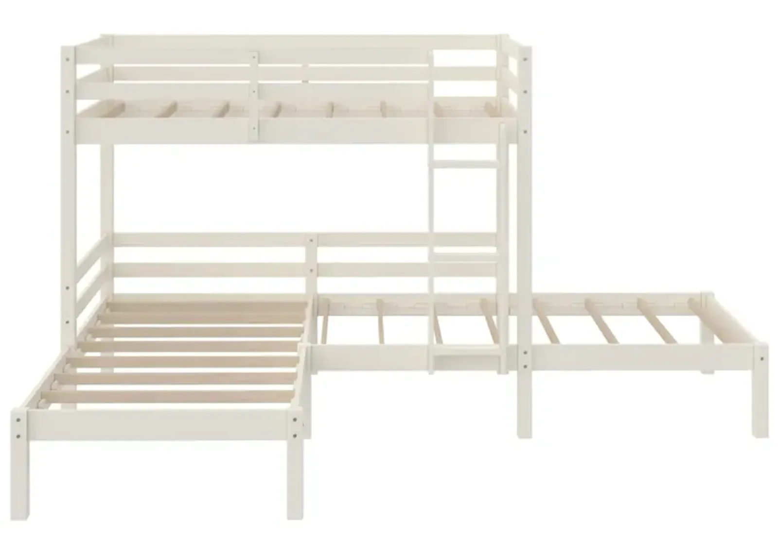 DHP Casey Kids' L-Shaped Corner Triple Bunk Bed, White