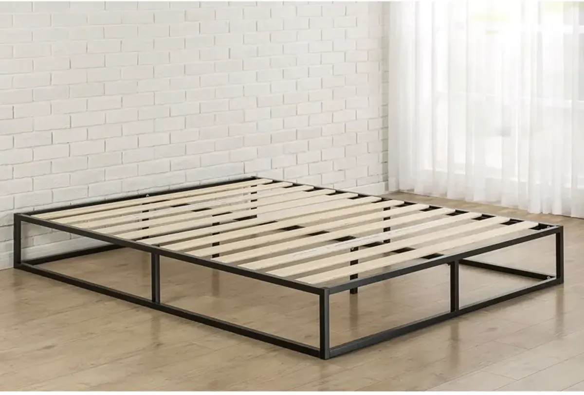 Hivvago King size Modern 10 inch Low Profile Metal Platform Bed Frame with Wood Slats