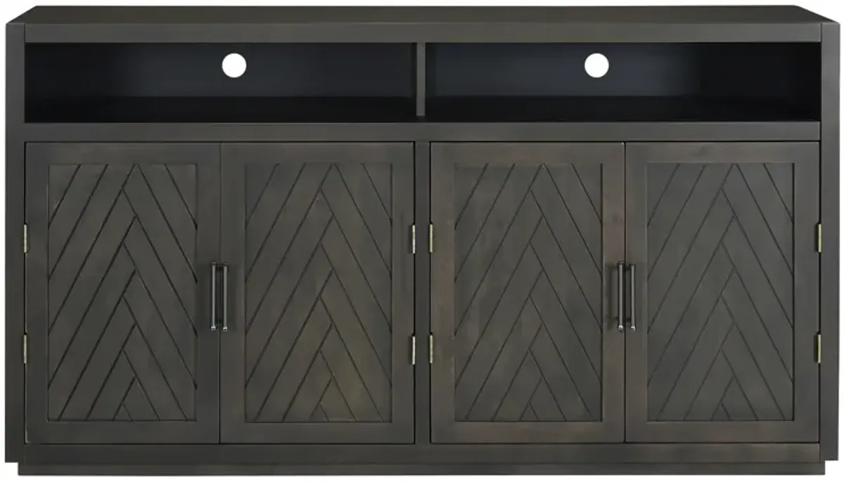 TREXM 4-door Classic Sideboard with Open Storage and Adjustable Shelves Perfect for kitchens,  living rooms (Grey Brown)