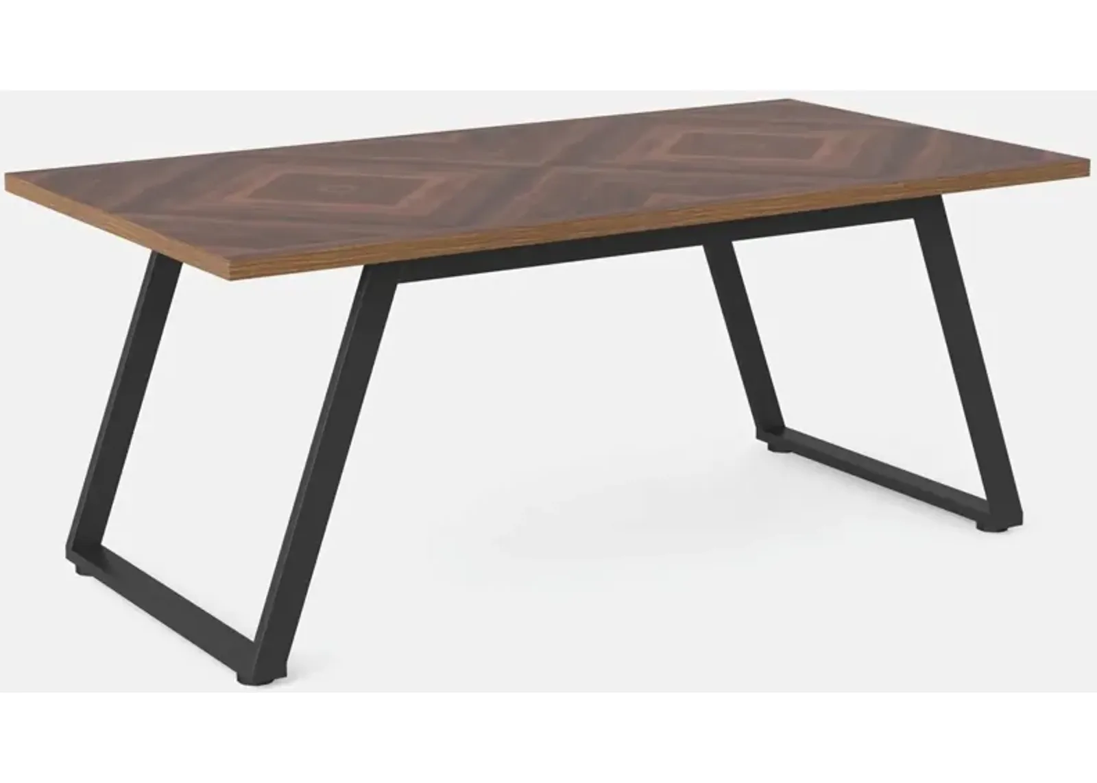 Hivvago Modern Farmhouse 63 inch Rectangle Dining Table Brown Wood Top Black Metal Frame