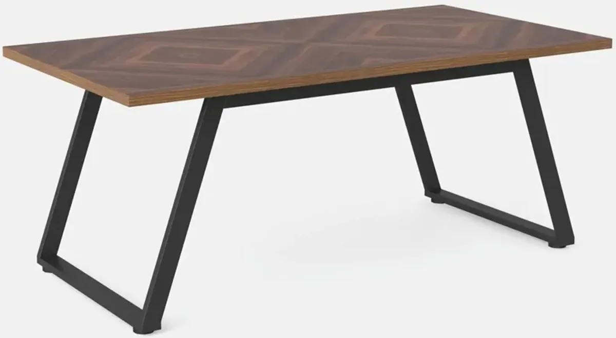 Hivvago Modern Farmhouse 63 inch Rectangle Dining Table Brown Wood Top Black Metal Frame