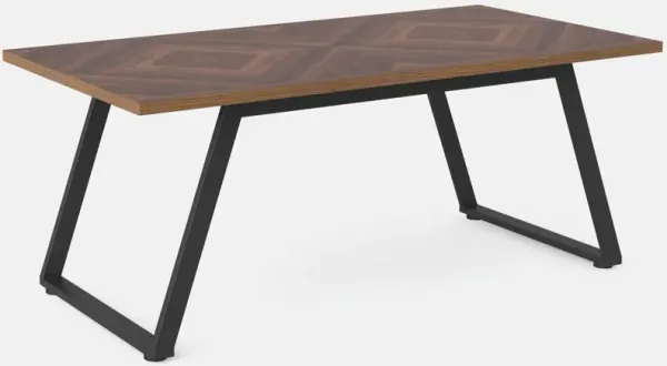 Hivvago Modern Farmhouse 63 inch Rectangle Dining Table Brown Wood Top Black Metal Frame