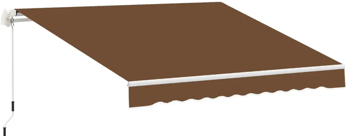 Coffee-Colored Sun Shield: 10'x8' Manual Retractable UV-Protective Awning