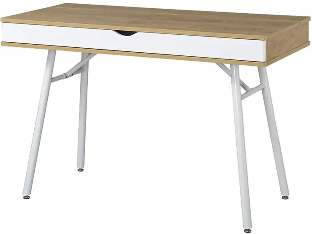 Modern Multi Storage Computer Desk with Storage. Color: Pine