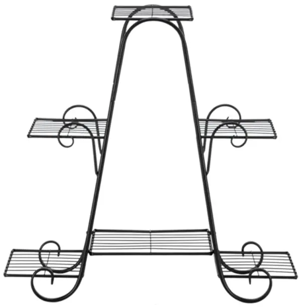 4-Tier Metal Plant Frame with Vertical Stripes for Garden and Patio