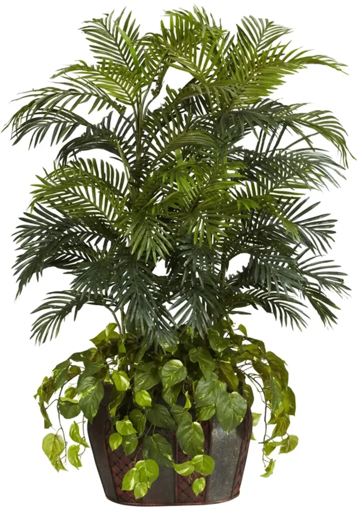 Hivvago 4.5' Double Areca w/Vase & Pothos Silk Plant