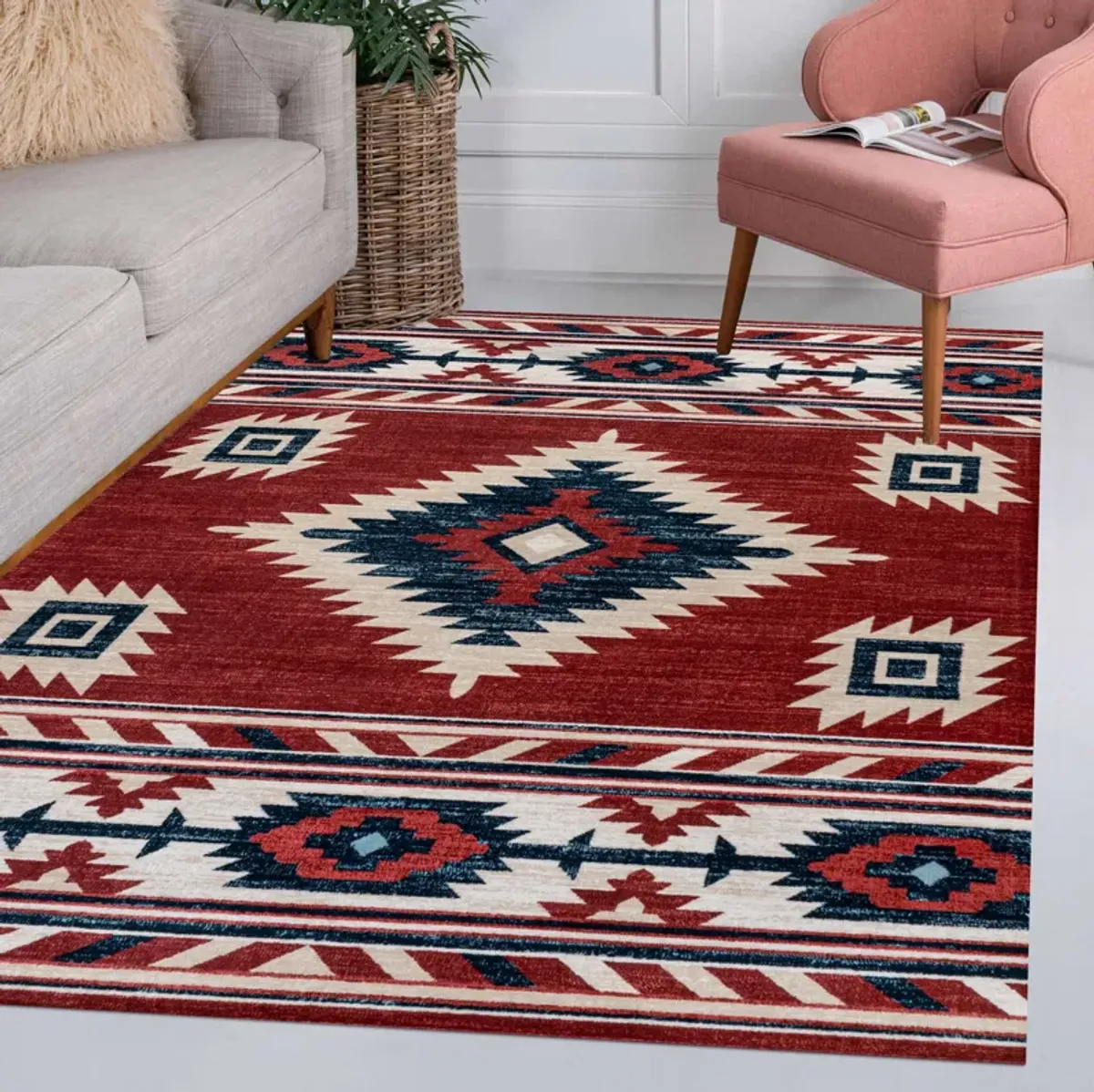 Serape Medallion Southwestern Area Rug