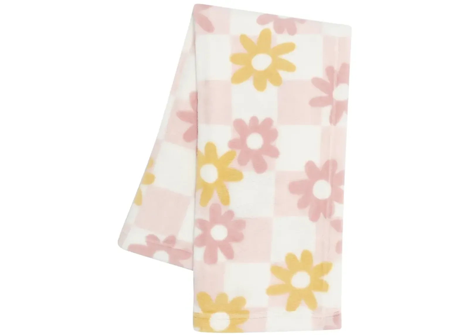 Lambs & Ivy Daisy Dreams Soft & Cozy Luxury Fleece Checkered Baby Blanket