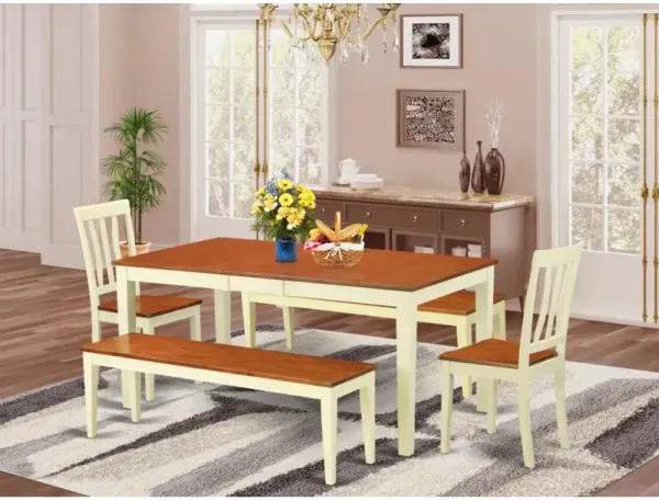 5 Pc Dining room set with bench-Kitchen Tables and 2 Dining Chairs Plus 2 bench