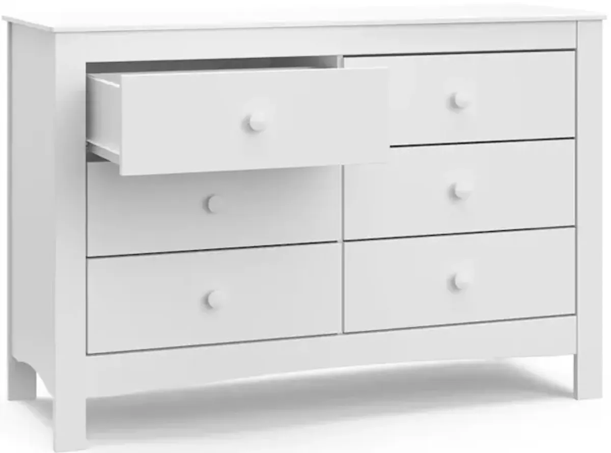 Graco Noah 6 Drawer Double Dresser (White) - 6 Drawer Double Dresser for Kids