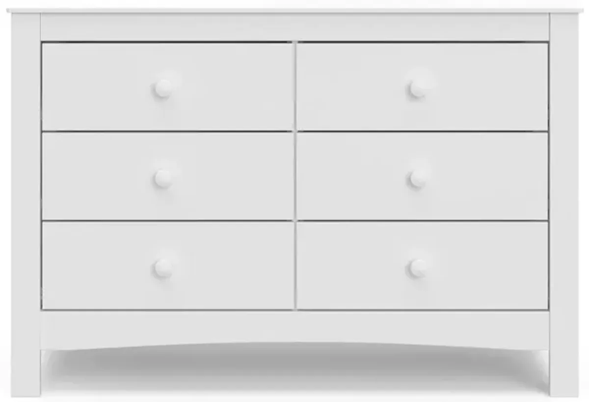 Graco Noah 6 Drawer Double Dresser (White) - 6 Drawer Double Dresser for Kids