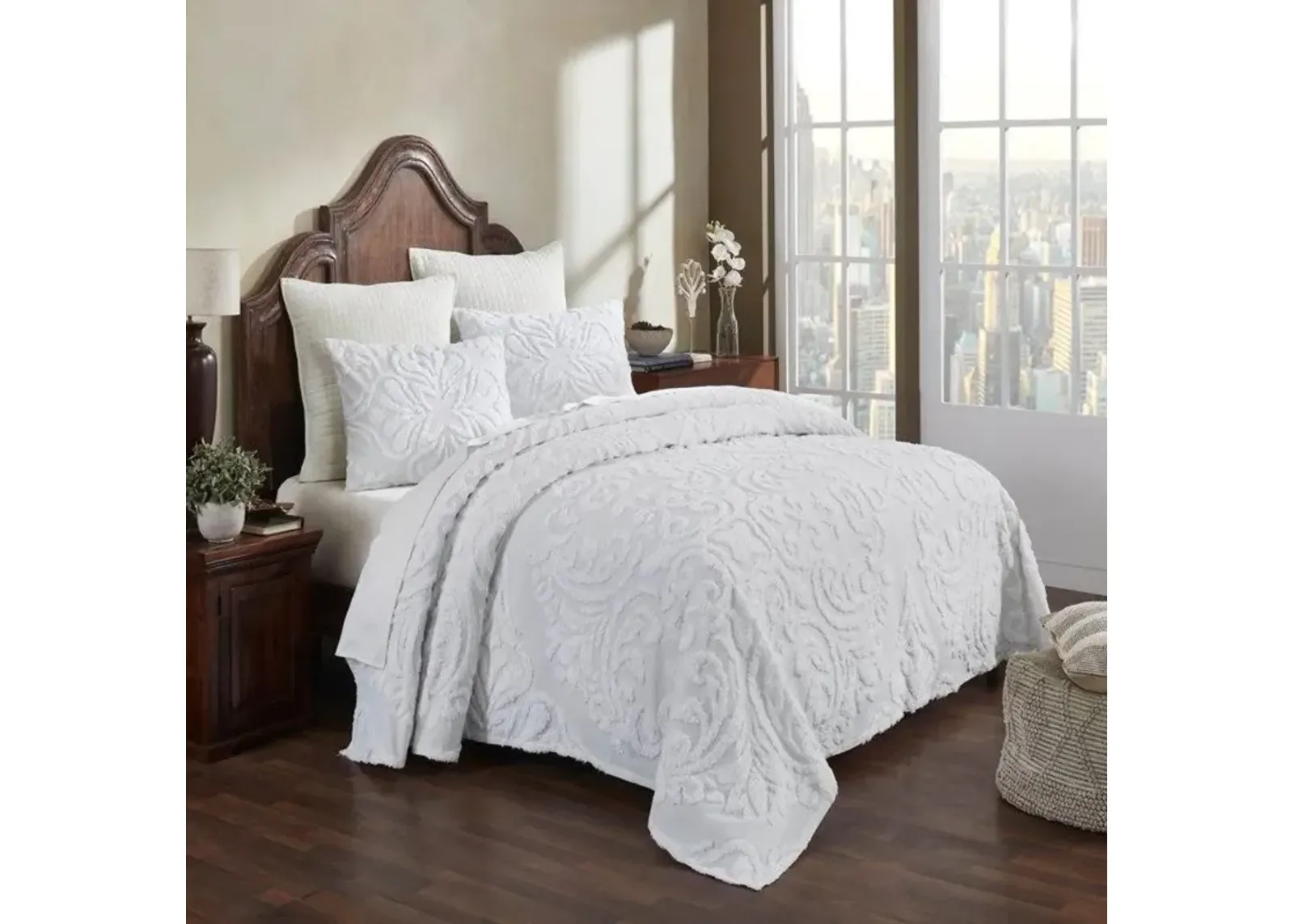 100-Percent Cotton Chenille 3-Piece Coverlet Bedspread Set