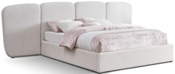 Meridian Furniture Shiloh Cream Boucle Fabric Queen Bed